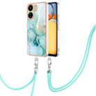 For Xiaomi Redmi 13C 4G Electroplating Marble Dual-side IMD Phone Case with Lanyard(Green 003) - 1