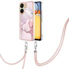 For Xiaomi Redmi 13C 4G Electroplating Marble Dual-side IMD Phone Case with Lanyard(Rose Gold 005) - 1