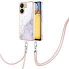 For Xiaomi Redmi 13C 4G Electroplating Marble Dual-side IMD Phone Case with Lanyard(White 006) - 1