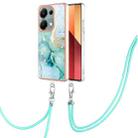 For Xiaomi Redmi Note 13 Pro 4G Global Electroplating Marble Dual-side IMD Phone Case with Lanyard(Green 003) - 1