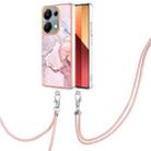 For Xiaomi Redmi Note 13 Pro 4G Global Electroplating Marble Dual-side IMD Phone Case with Lanyard(Rose Gold 005) - 1