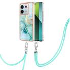 For Xiaomi Redmi Note 13 Pro 5G Global Electroplating Marble Dual-side IMD Phone Case with Lanyard(Green 003) - 1