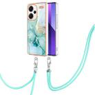 For Xiaomi Redmi Note 13 Pro+ 5G Electroplating Marble Dual-side IMD Phone Case with Lanyard(Green 003) - 1