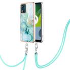 For Motorola Moto E13 Electroplating Marble Dual-side IMD Phone Case with Lanyard(Green 003) - 1