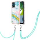 For Motorola Moto E13 Electroplating Marble Dual-side IMD Phone Case with Lanyard(Green 004) - 1