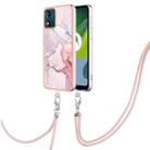 For Motorola Moto E13 Electroplating Marble Dual-side IMD Phone Case with Lanyard(Rose Gold 005) - 1