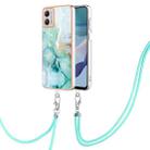 For Motorola Moto G53 5G Electroplating Marble Dual-side IMD Phone Case with Lanyard(Green 003) - 1