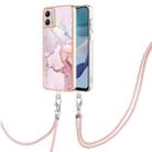 For Motorola Moto G53 5G Electroplating Marble Dual-side IMD Phone Case with Lanyard(Rose Gold 005) - 1