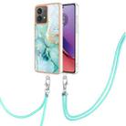 For Motorola Moto G84 Electroplating Marble Dual-side IMD Phone Case with Lanyard(Green 003) - 1