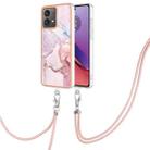 For Motorola Moto G84 Electroplating Marble Dual-side IMD Phone Case with Lanyard(Rose Gold 005) - 1