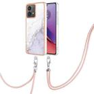 For Motorola Moto G84 Electroplating Marble Dual-side IMD Phone Case with Lanyard(White 006) - 1