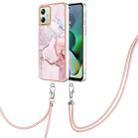 For Motorola Moto G54 Electroplating Marble Dual-side IMD Phone Case with Lanyard(Rose Gold 005) - 1