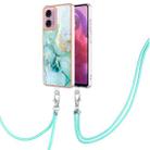 For Motorola Moto G04 4G / G24 4G Electroplating Marble Dual-side IMD Phone Case with Lanyard(Green 003) - 1