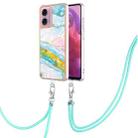 For Motorola Moto G04 4G / G24 4G Electroplating Marble Dual-side IMD Phone Case with Lanyard(Green 004) - 1