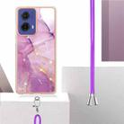 For Motorola Moto G85 Electroplating Marble Dual-side IMD Phone Case with Lanyard(Purple 001) - 3