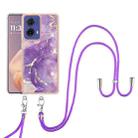 For Motorola Moto G85 Electroplating Marble Dual-side IMD Phone Case with Lanyard(Purple 002) - 2