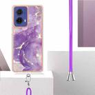 For Motorola Moto G85 Electroplating Marble Dual-side IMD Phone Case with Lanyard(Purple 002) - 3