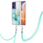 For Motorola Moto G85 Electroplating Marble Dual-side IMD Phone Case with Lanyard(Green 003) - 1