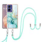 For Motorola Moto G85 Electroplating Marble Dual-side IMD Phone Case with Lanyard(Green 003) - 2