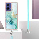 For Motorola Moto G85 Electroplating Marble Dual-side IMD Phone Case with Lanyard(Green 003) - 3