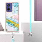 For Motorola Moto G85 Electroplating Marble Dual-side IMD Phone Case with Lanyard(Green 004) - 3