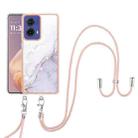 For Motorola Moto G85 Electroplating Marble Dual-side IMD Phone Case with Lanyard(White 006) - 2