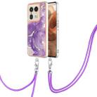 For Motorola Edge 50 Ultra Electroplating Marble Dual-side IMD Phone Case with Lanyard(Purple 002) - 1