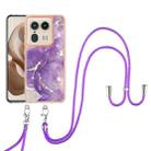 For Motorola Edge 50 Ultra Electroplating Marble Dual-side IMD Phone Case with Lanyard(Purple 002) - 2