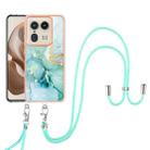 For Motorola Edge 50 Ultra Electroplating Marble Dual-side IMD Phone Case with Lanyard(Green 003) - 2