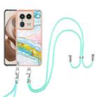 For Motorola Edge 50 Ultra Electroplating Marble Dual-side IMD Phone Case with Lanyard(Green 004) - 2