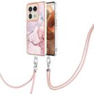 For Motorola Edge 50 Ultra Electroplating Marble Dual-side IMD Phone Case with Lanyard(Rose Gold 005) - 1