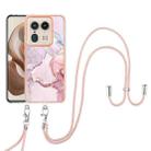 For Motorola Edge 50 Ultra Electroplating Marble Dual-side IMD Phone Case with Lanyard(Rose Gold 005) - 2