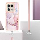 For Motorola Edge 50 Ultra Electroplating Marble Dual-side IMD Phone Case with Lanyard(Rose Gold 005) - 3