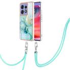 For Motorola Edge 50 Pro Electroplating Marble Dual-side IMD Phone Case with Lanyard(Green 003) - 1