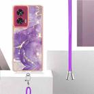 For Motorola Edge 50 Fusion Electroplating Marble Dual-side IMD Phone Case with Lanyard(Purple 002) - 3