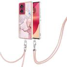 For Motorola Edge 50 Fusion Electroplating Marble Dual-side IMD Phone Case with Lanyard(Rose Gold 005) - 1