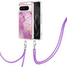 For Google Pixel 8 Pro Electroplating Marble Dual-side IMD Phone Case with Lanyard(Purple 001) - 1