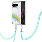 For Google Pixel 8 Pro Electroplating Marble Dual-side IMD Phone Case with Lanyard(Green 004) - 1