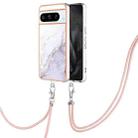 For Google Pixel 8 Pro Electroplating Marble Dual-side IMD Phone Case with Lanyard(White 006) - 1
