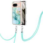 For Google Pixel 8 Electroplating Marble Dual-side IMD Phone Case with Lanyard(Green 003) - 1