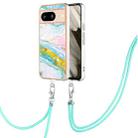 For Google Pixel 8 Electroplating Marble Dual-side IMD Phone Case with Lanyard(Green 004) - 1