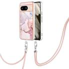 For Google Pixel 8 Electroplating Marble Dual-side IMD Phone Case with Lanyard(Rose Gold 005) - 1