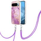 For Google Pixel 9 Electroplating Marble Dual-side IMD Phone Case with Lanyard(Purple 001) - 1