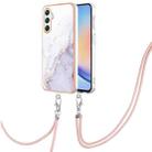 For Samsung Galaxy A24 4G Electroplating Marble Dual-side IMD Phone Case with Lanyard(White 006) - 1