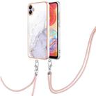 For Samsung Galaxy A04e Electroplating Marble Dual-side IMD Phone Case with Lanyard(White 006) - 1