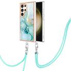 For Samsung Galaxy S24 Ultra 5G Electroplating Marble Dual-side IMD Phone Case with Lanyard(Green 003) - 1