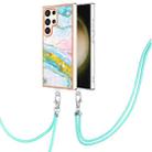 For Samsung Galaxy S24 Ultra 5G Electroplating Marble Dual-side IMD Phone Case with Lanyard(Green 004) - 1