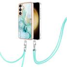 For Samsung Galaxy S24+ 5G Electroplating Marble Dual-side IMD Phone Case with Lanyard(Green 003) - 1