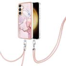 For Samsung Galaxy S24+ 5G Electroplating Marble Dual-side IMD Phone Case with Lanyard(Rose Gold 005) - 1