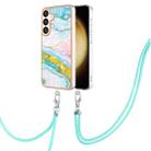 For Samsung Galaxy S24 5G Electroplating Marble Dual-side IMD Phone Case with Lanyard(Green 004) - 1